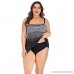AKIMPE Womens Swimsuits Retro Popular Plus Size Stappy Print Bathing Suits Swimwear Swimdress Bikini B-black B07MQCKKSR